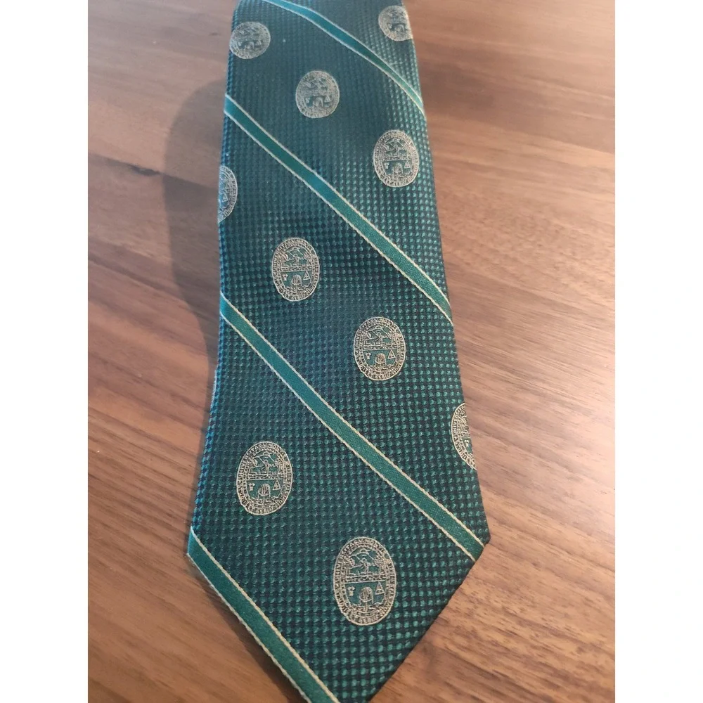 Rivetz of Boston Dartmouth College Silk Tie Green Gold Stripe Ivy League Crest